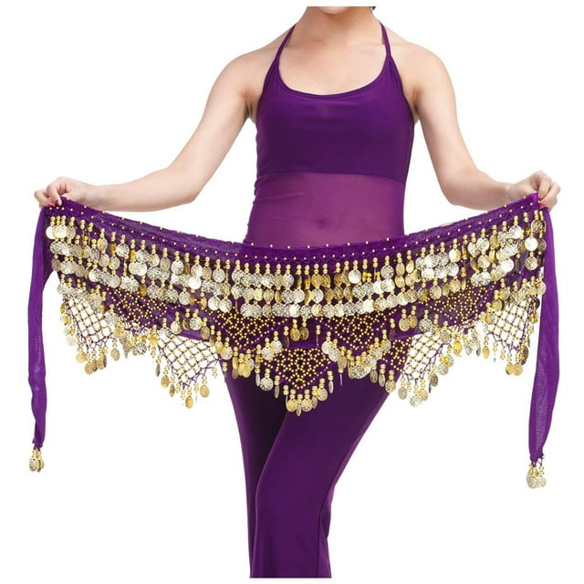 PMUYBHF 320 Three Straight Two Angle Belly Dance Waist Chain Belt With Sequins for Dance Performance and Accessory 12303 A