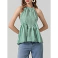 thumbnail image 4 of Yunliwuli Women's Summer Fashion Tank Tops Sleeveless Open Back Halter Neck Striped Peplum Tops, 4 of 9
