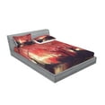 thumbnail image 2 of Ambesonne Nature Fitted Sheet & Pillow Sham Set, Charming Mist Forest, Full, Brown and Ruby, 2 of 2