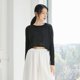 thumbnail image 4 of Blusa de baile moderna suelta para mujer, top con ombligo, ropa de baile corta, camiseta de manga larga con cintura expuesta, moda para mujer, 4 of 5