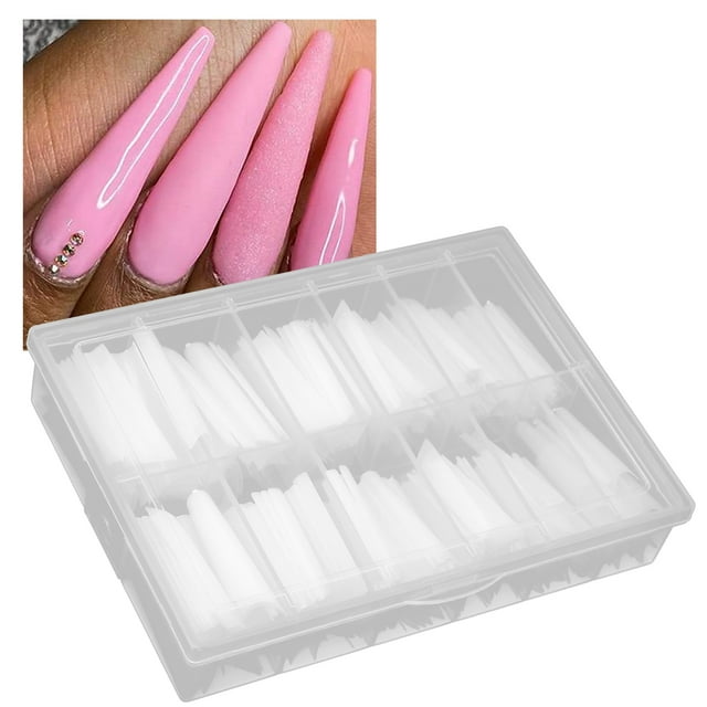 Artificial Nail Tips, Extra Long ABS Nail Tips For DIY Nail Salon Home Use Transparent,Natural