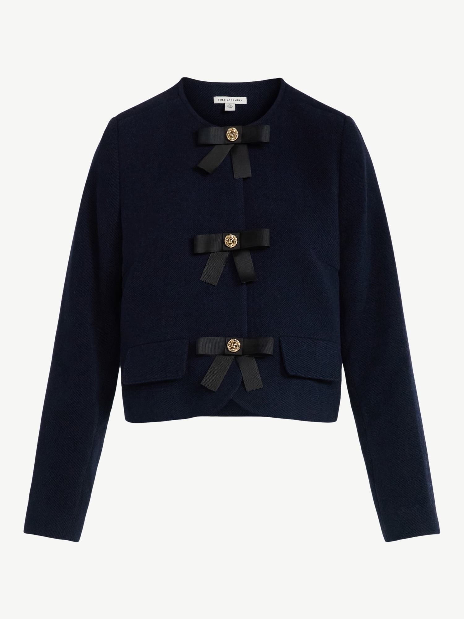 Free Assembly Women's Bow Front Cropped Jacket, Sizes XS-XXL
