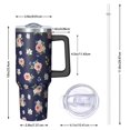 thumbnail image 2 of 40oz Pioneer Flower Floral Print Pattern Insulated Tumbler with Handle, BPA-Free Leak Proof Lid and Straws, Double Wall Vacuum, Hot 12h/Cold 34h, 2 of 6