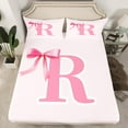 thumbnail image 2 of Manfei Kids Personalized Gifts Queen Sheet Sets,Bowknot Latter R Flat Sheet,Lovely Bow Tie Queen Fitted Sheet For Girls Teens,Lightweight Room Decoration,4-Piece, 2 of 7