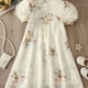 thumbnail image 1 of Toddler Girls Puff Sleeve Frill Trim Fan Embroidery Tassel Chinese Style Cheongsam Dress For Party Kids Summer Clothes, 1 of 5