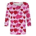 thumbnail image 5 of Womens Tops Plus Size Heart 3/4 Sleeve T Shirts for Valentines Cute Crewneck Basic Tee Trendy Tunic, 5 of 5
