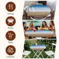 thumbnail image 7 of Blue Brown Round Tablecloth, Fitted Table Cover with Elastic for 36"-44" Round Tables, Vintage Farmhouse Gradient Wooden Grain Table Cloth Outdoor Indoor Dinning Party Waterproof Tablecloths, 7 of 7