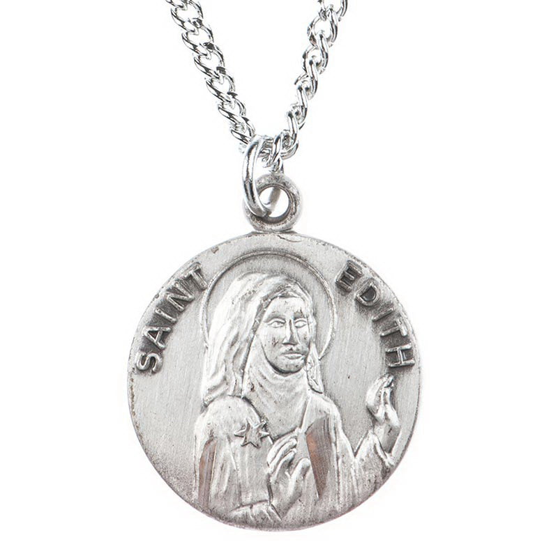 18-Inch Rhodium Plated Necklace with 6mm Amethyst Birthstone Beads and Sterling Silver Saint Peter the Apostle Charm. 
