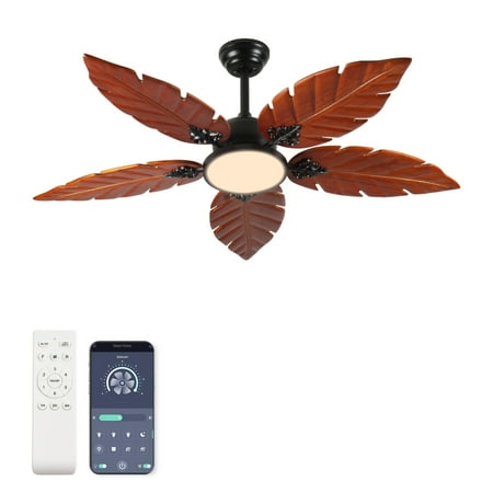 BOFANG 52? Tropical Palm Leaf Fan with Light, for Patio/Living Room, Reversible