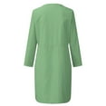thumbnail image 5 of Women Casual 3/4 Sleeve Dress Crew Neck Button Dresses Dressy Loose Lounge Wear Daily Dress with Pockets, 5 of 5