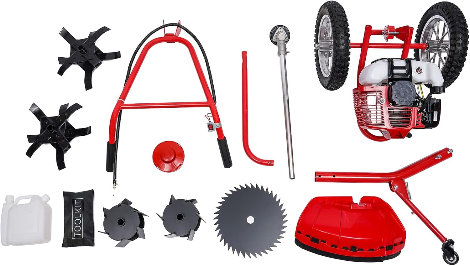 49CC Walk Behind Lawn Mower 2 Stroke Gas Lawn Mower Hand Push Lawn Mower Air Cooling Gas Powered Mower with Adjustable Handle