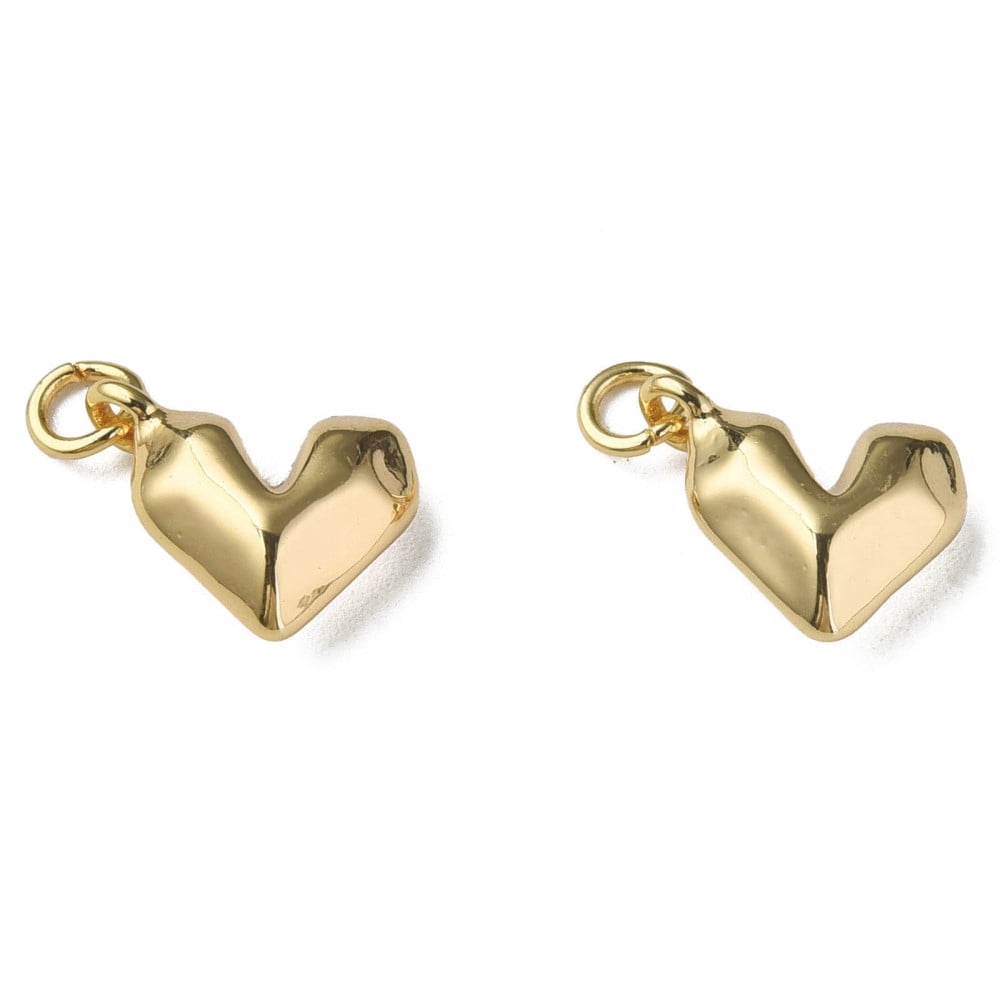 20pcs Brass with Jump Rings Nickel Free Heart golden 10.5x14x5mm Jump Ring: 5x1mm 3mm inner diameter