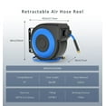 thumbnail image 5 of TROVA Retractable Air Hose Reel Automatic Rewind with 3/8" x 50 ft Hybrid Air Hose  Lock 180°Swivel Bracket Air Compressor Hose Reel with 5 ft Lead in Ceiling/Wall Mount Quick Coupler, 5 of 8