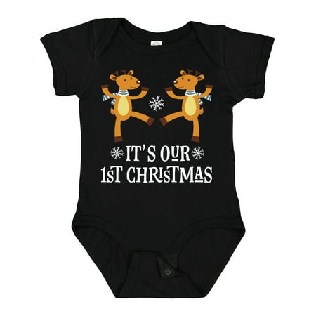 

Inktastic Our 1st Christmas Twin Reindeer Gift Baby Boy or Baby Girl Bodysuit
