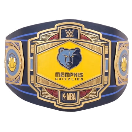 Memphis Grizzlies Championship Belt Metal Plates Hand-Tooled Leather Strap Adult Size Collectible
