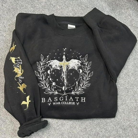 Basgiath Embroidered Sweatshirt, Fourth Wing Embroidered Book Lovers,Unisex Sweatshirt-LINHKHA