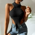 thumbnail image 2 of Birdeem Femmes Décontracté Uni Sans Manches à Col Licou Débardeur Chandail Blouse Gilet Hauts, 2 of 7