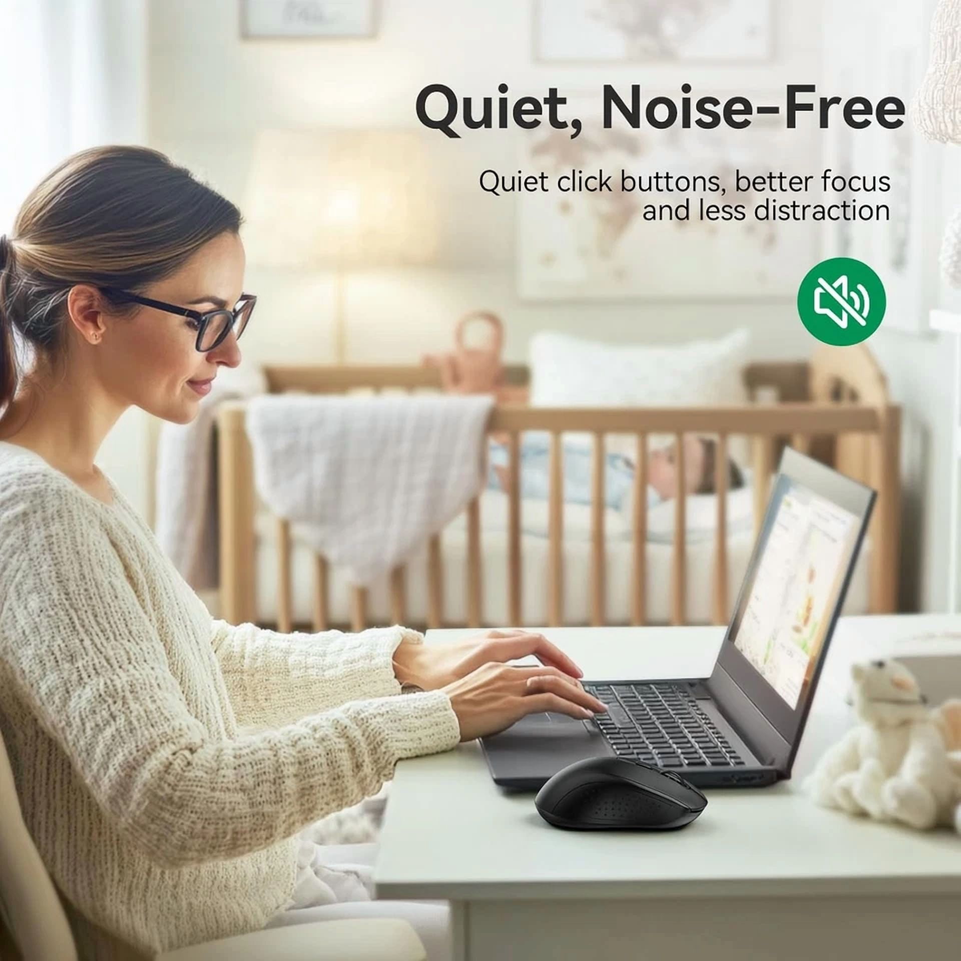 CRESTIN- Tecknet Wireless Bluetooth Mouse For Laptop, 2.4G Usb-A Silent Wireless Computer