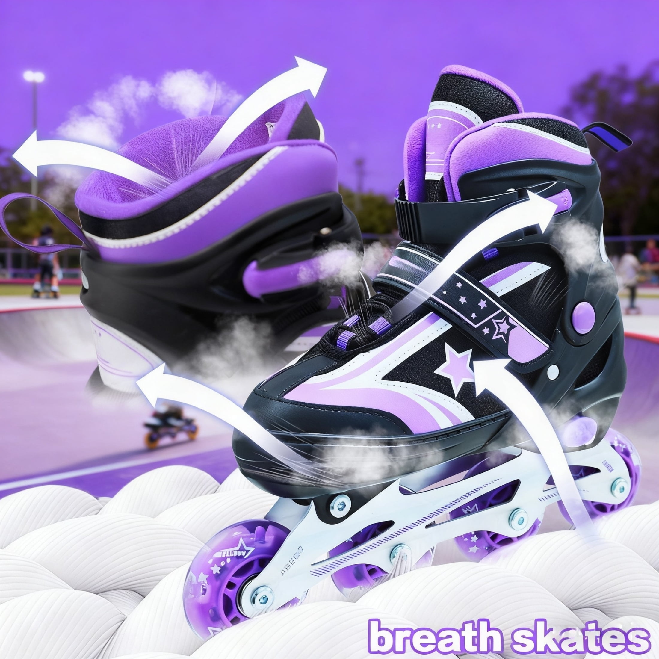 JZY Youth Inline Skates with 8 Glowing Light-Up Wheels,Durable Aluminum Frame for Beginners,For Boys & Girls Ages 5-12,For Indoor and Outdoor Skating