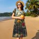 thumbnail image 4 of Balery Floral Rhino With Birds Vestidos sueltos de manga corta para mujer, vestidos de verano 2025, vestidos casuales de corte A con vuelo., 4 of 6