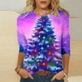 thumbnail image 2 of Bcresic Womens 3/4 Sleeve Tops for Christmas Cute Bear Graphic Tshirt Merry Christmas Shirt Funny Xmas 3D Tunic Top Casual Crewneck Pullover Blouse Holiday Basic Tee Outfits,#06_Purple,X-Large, 2 of 5