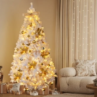 Naomi Home 7.5ft Gold Prelit Christmas Tree with 600 Warm Lights