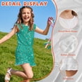 thumbnail image 5 of ZIATUBLES Green Mermaid Scale Print Girls Summer Playsuit Button Front One-Piece Short Jumpsuit Ruffle Trim Big Kids Casual Romper with Pockets for 9-10 Y, 5 of 6