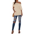 thumbnail image 7 of ZXSXSY Women Boat Neck Kangaroo Pocket Short Sleeve Solid Color Top, 7 of 7