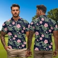 thumbnail image 3 of Uorisanigo Hibiscus Couple Matching Outfit His and Hers Clothing Mens Golf Shirts Short Sleeve Quick Dry Casual Collared Athletic Tops and Women's Golf Shirts 1/4 Zip Up Tops, 3 of 8