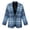 Blue Diamond Plaid, variant on Watercolor Sunflower Floral Women's Long Sleeve Blazer Lightweight Slim Jacket Business Casual Style, Open Front Notch Lapel Fully Lined Spring Fall Breathable Suit with Pockets, 2XL
