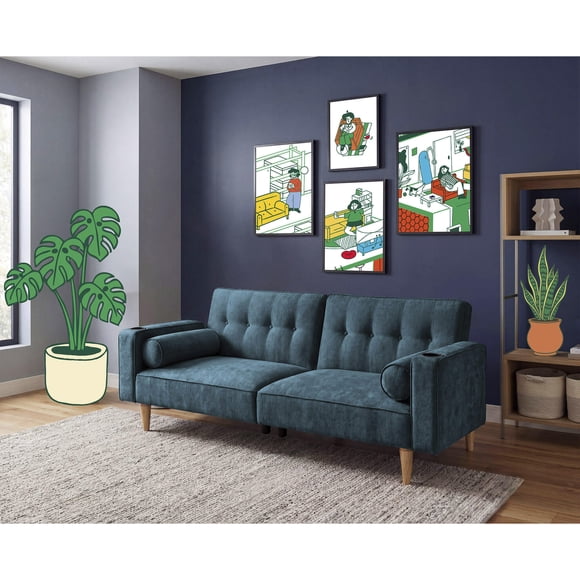 Sofá Cama Makora Merlak Olivo Velvet 3 Posiciones con Soft Foam Reclinable
