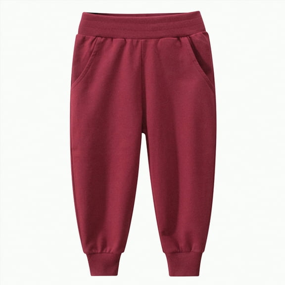 KPOPLK Boys Uniform Pants Pull On Twill Jogger Pants for Boys School Clothes with Pockets(3-4 Years,A5-Red)
