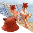 thumbnail image 2 of Niñas Rana Sombrero de cubo Sombreros de dibujos animados Gorra marrón Zulema Sombrero de playa para niños, 2 of 7