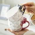 thumbnail image 5 of de Cerámica con Lazo Romántico, Tazas para Café y Leche, Tazas para Niña, Tazas de Postre con Asa, de Té Roja., 5 of 5