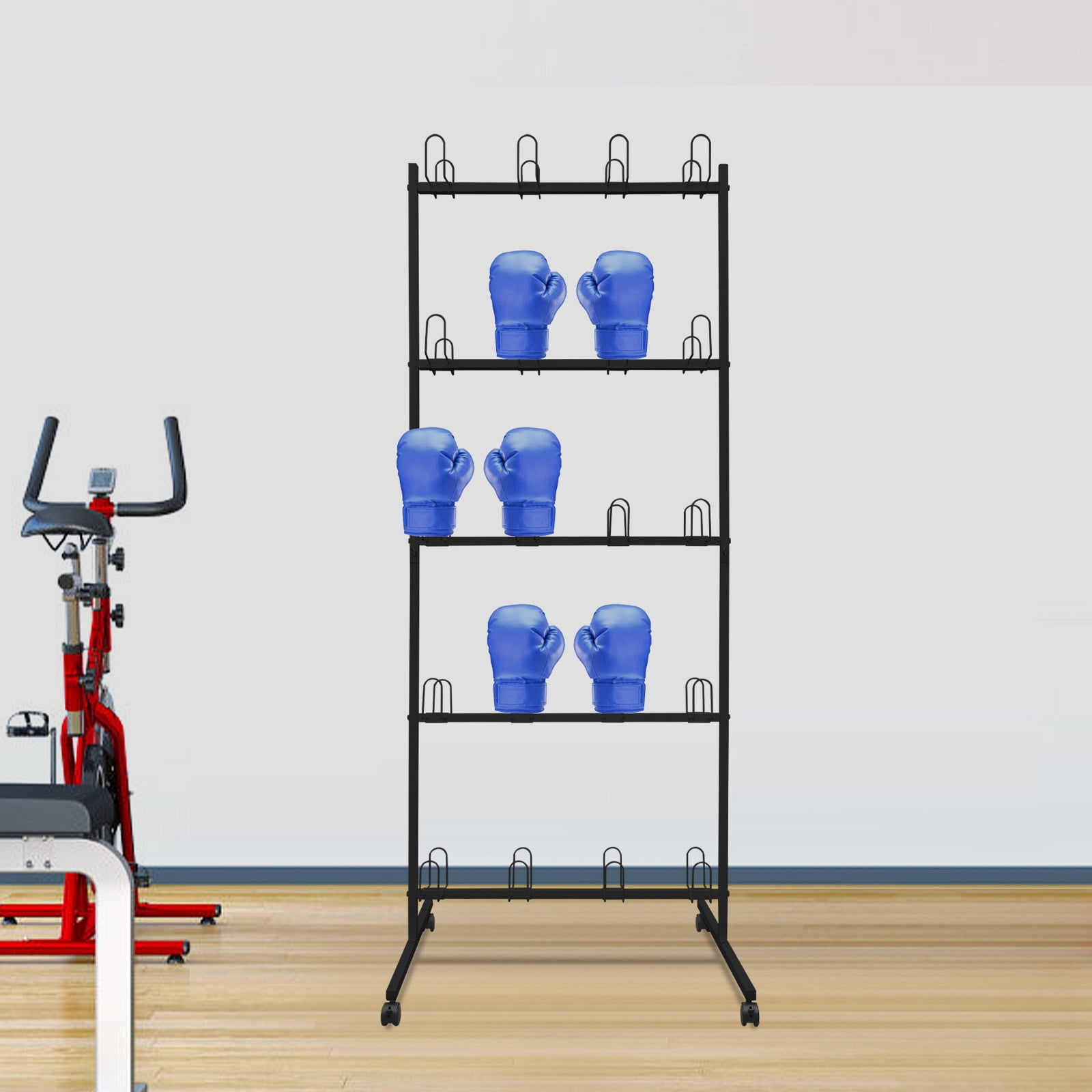 Boxing Gloves Drying Rack, Boxing Glove Storage Stand with Universal Wheels, Metal Boxing Glove Drying Display Rack