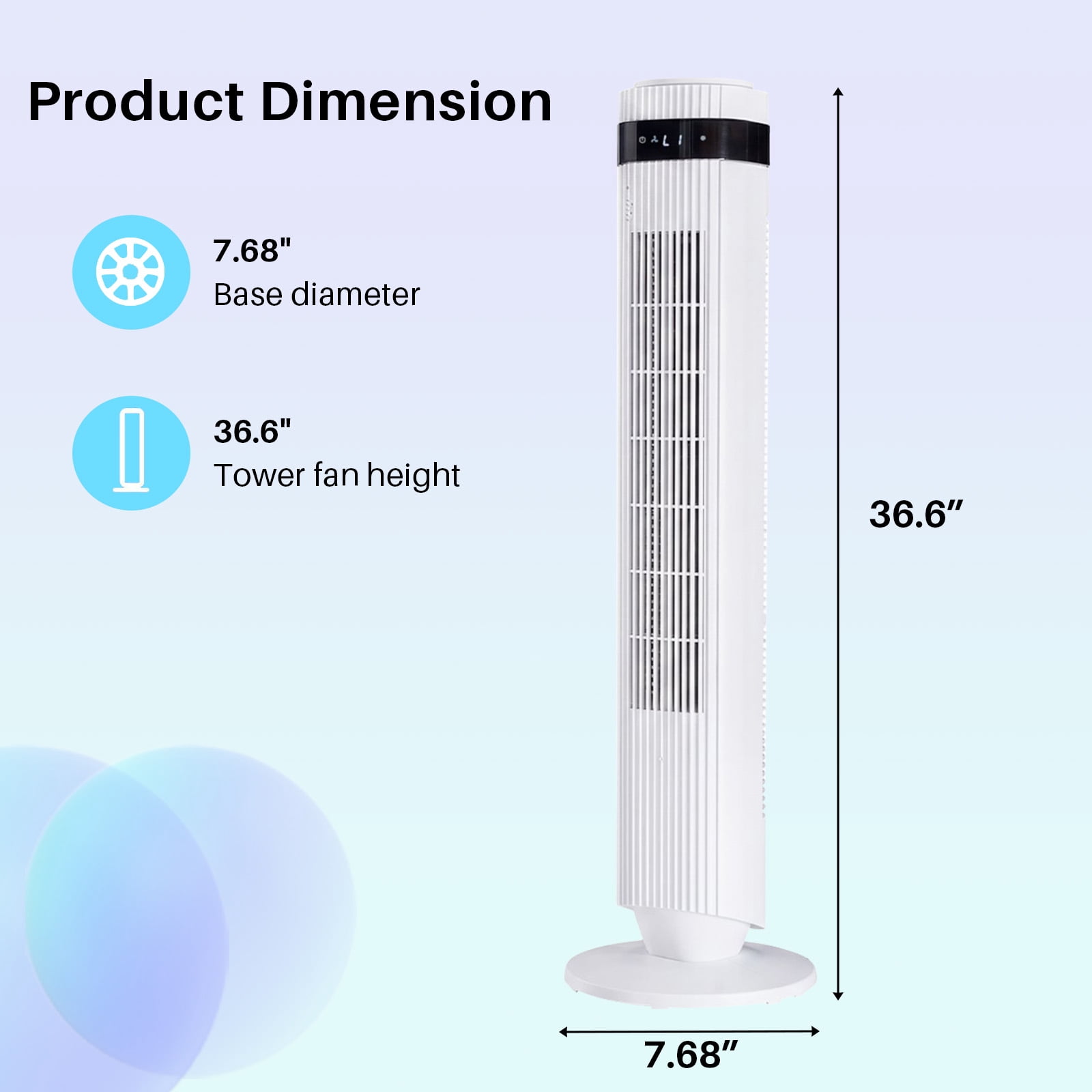 Tower Fan for Home, 64° swivel Standing Floor Fan with Remote, Bladeless Fan Cold Air Quiet, 5 Speeds, 4 Modes, LED Display, White