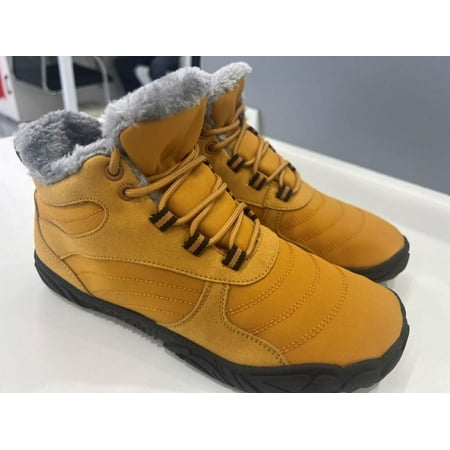 

KGOTA Winter Plush Boots Wide Toe Box Barefoot Shoes Non Slip Outdoor Trekking Shoes Waterproof Minimalist Ankle Boots for Hiking Walking
