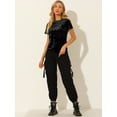 thumbnail image 3 of DARING DIVA Women's Velvet Blouse Tops Crew Neck Short Sleeve T-Shirt 3X-Large Black, 3 of 6