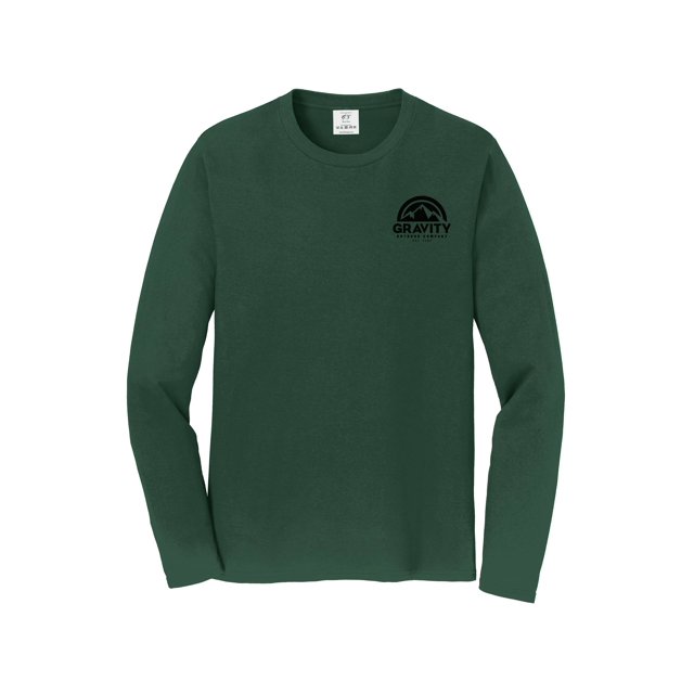 Gravity Outdoor Co. Chemise à Manches Longues - Vert Forêt - Logo Noir - TG