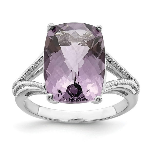 Primal Silver Sterling Silver Checker Cut Pink Quartz Ring