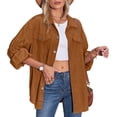 thumbnail image 1 of Beaully - Chaqueta de pana con botones para mujer, informal, manga larga, extragrande Adepaton BST2002920-5, 1 of 6