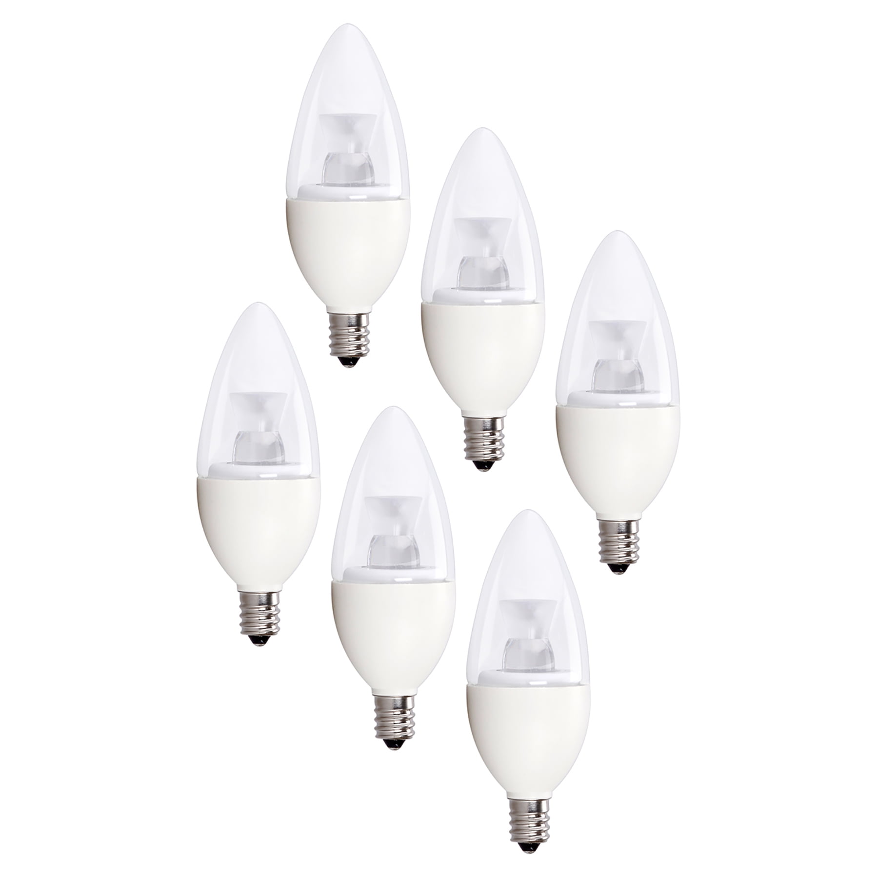 6Pack, C11 LED Dimmable Candelabra Bulb 5W, 500 Lumens, 3000K