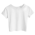 thumbnail image 3 of Outfmvch crop tops for women compression shirt Summer Basic Tees T Shirts for Women short sleeve crop Cotton Crop Tops spring tops for women Graphic Tees wrap top womens t shirts White XS, 3 of 4