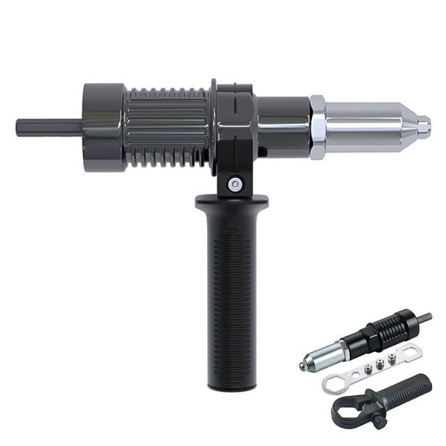 Trousse d'Outils pour Rivets et Perceuse, Adaptateur de Riveteuse Sans Fil avec Rotor Flexible, 4 Boulons, Haute Stabilité, pour Perceuses Électriques Standard, Acier Allié