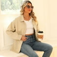 thumbnail image 2 of SWSMCLT Women's Jean Jacket Soft Light Washed Spring Button Down Oversized Baggy Collared Pocket Denim Jacket Loose Fit Classic Fall Top Long Sleeve Khaki XX-Large, 2 of 5
