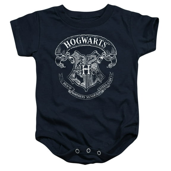 Harry Potter Hogwarts School Crest Unisex Infant Snap Suit for Baby, Navy, Medium
