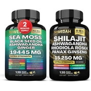 Sea Moss 16-in-1 Blend 19 (120 Caps) and Shilajit 8-in-1 15 (120 Caps) - Nature's Synergy Bundle