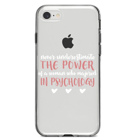 DistinctInk Clear Shockproof Hybrid Case for iPhone 7 8 SE (2020 Model) 4.7" Screen TPU Bumper Acrylic Back Tempered Glass Screen Protector - Never Underestimate Woman in Psychology