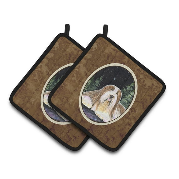 Carolines Treasures SS8529PTHD Starry Night Bearded Collie Pair of Pot Holders, 7.5HX7.5W, multicolor