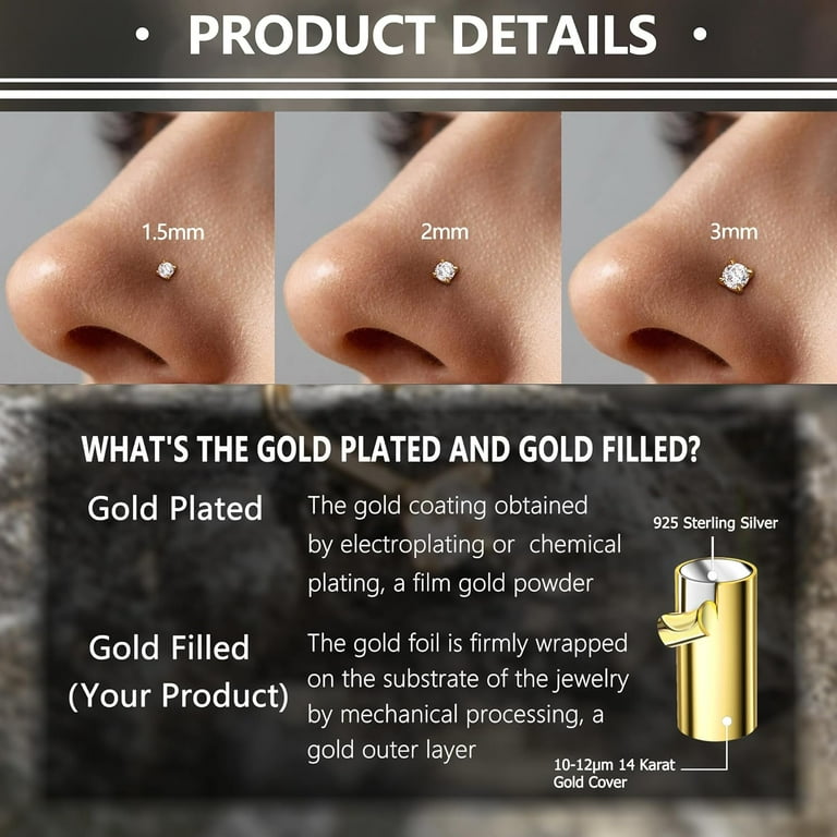 Mm Nose Ring 22g Sterling Silver CZ Simulated Diamond Micro Nose